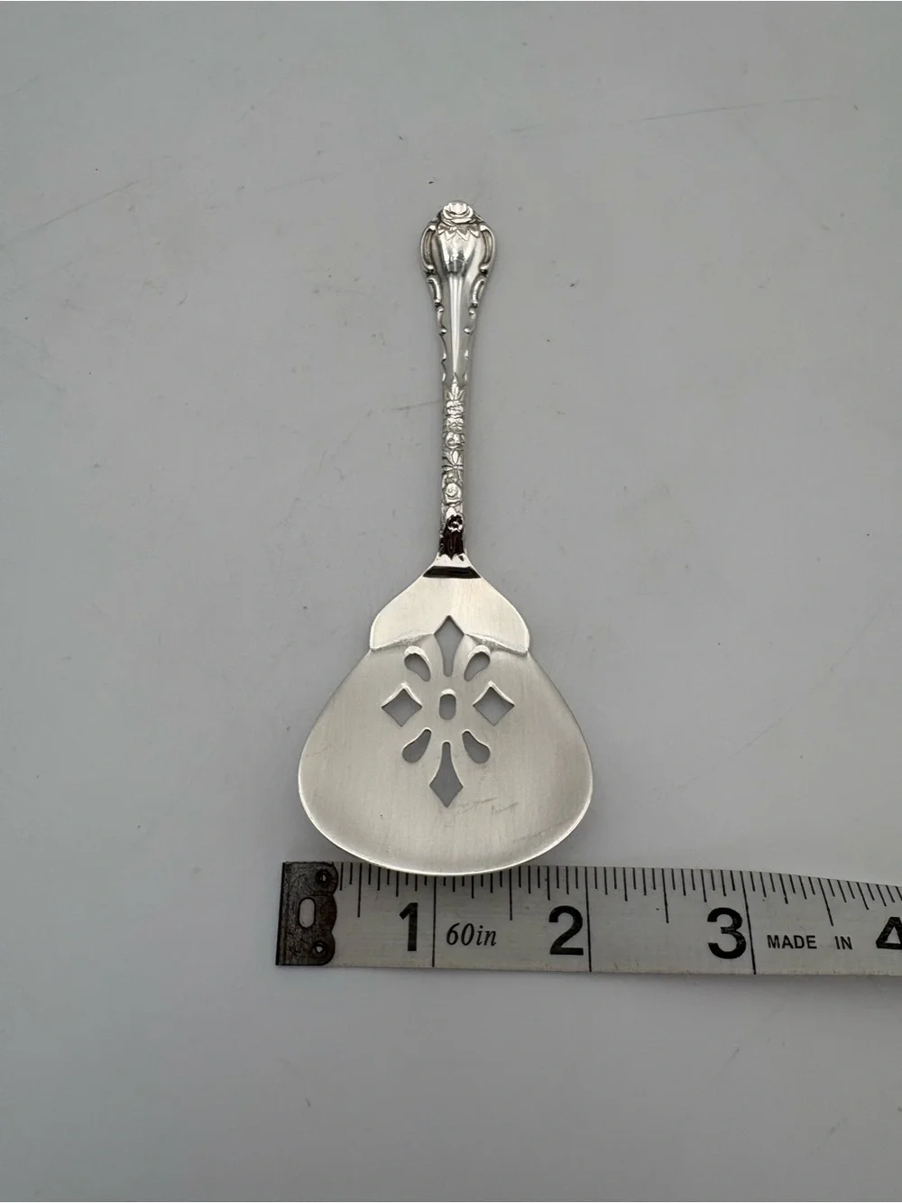 Vintage Masterpiece Silver-Plated Ornate Handled Pierced Serving Spoon